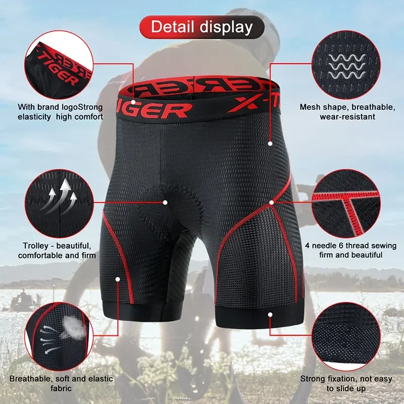 X-TIGER Cycling Shorts Breathable Mesh Cycling Underwear Gel Pad Shockproof MTB Bike Shorts Dropshipping Bicycle Underwear