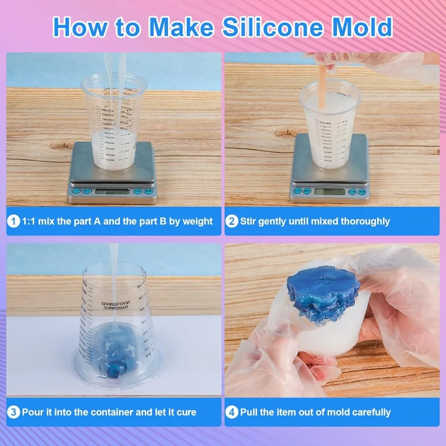 Silicone Mold Making Kit, 38.8oz 15A Elastic Liquid Silica Gel for Casting Resin molds and Candle & Soap Mold,Fast Cure Translucent Platinum Silicone Rubber view 5
