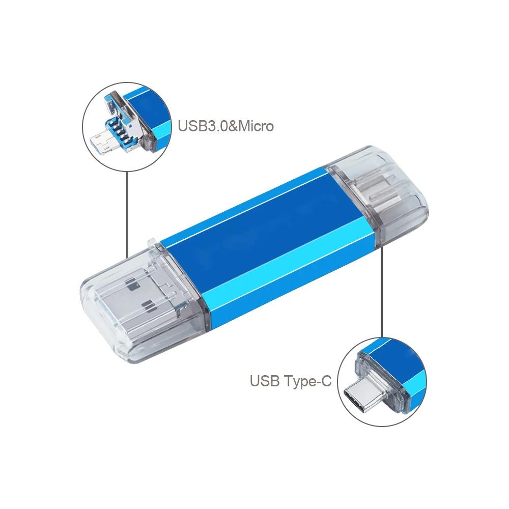 

3 in 1 Colourful OTG USB Flash Drive Usb 3.0 Pen Drive for Android Smart Phone/PC/Type-C 256GB 16GB 32GB 64GB 128G Pendrive Gift