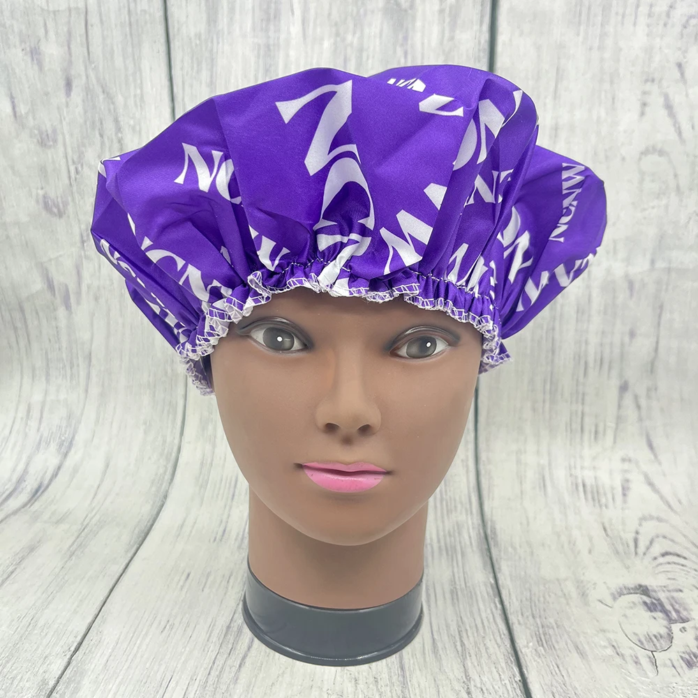 

Greek University sisters Purple White NCNW Bath Cap