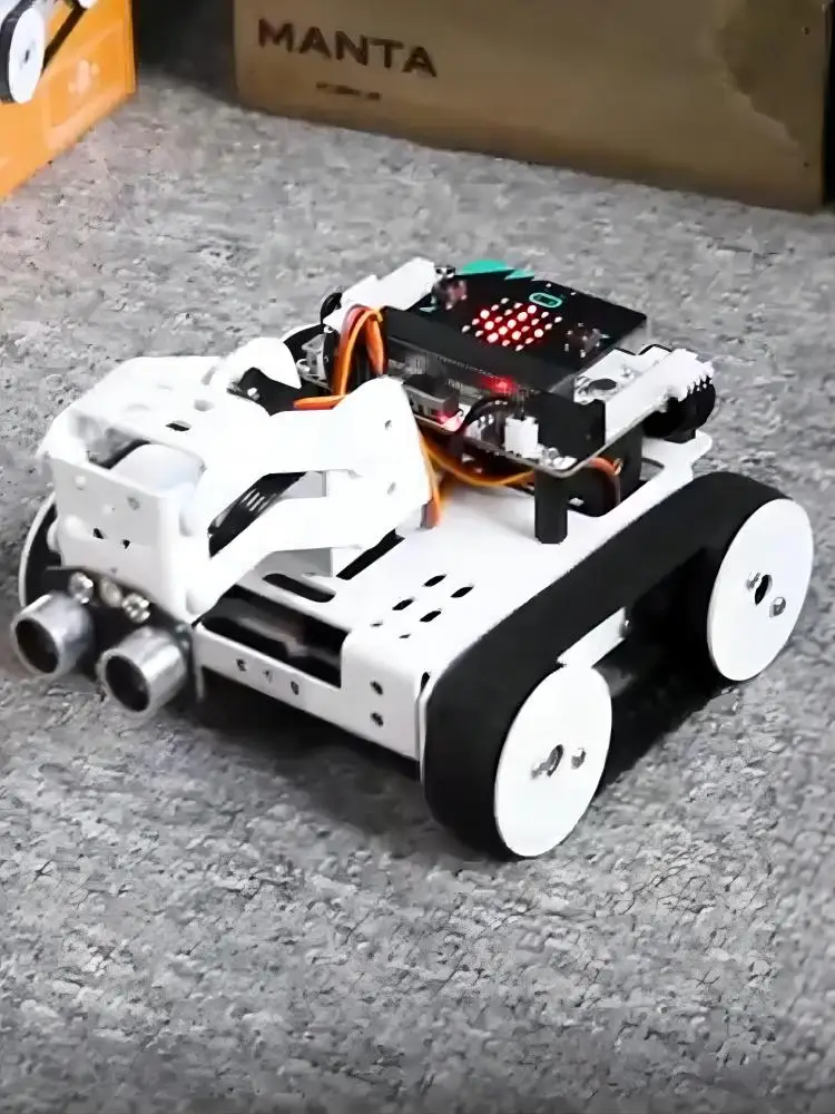 Microbit Robot Car Graphical Programmable Robot Qtruck For Microbit V2 Robot DIY Kit Education Starter Kit Crawler Trace RC Tank