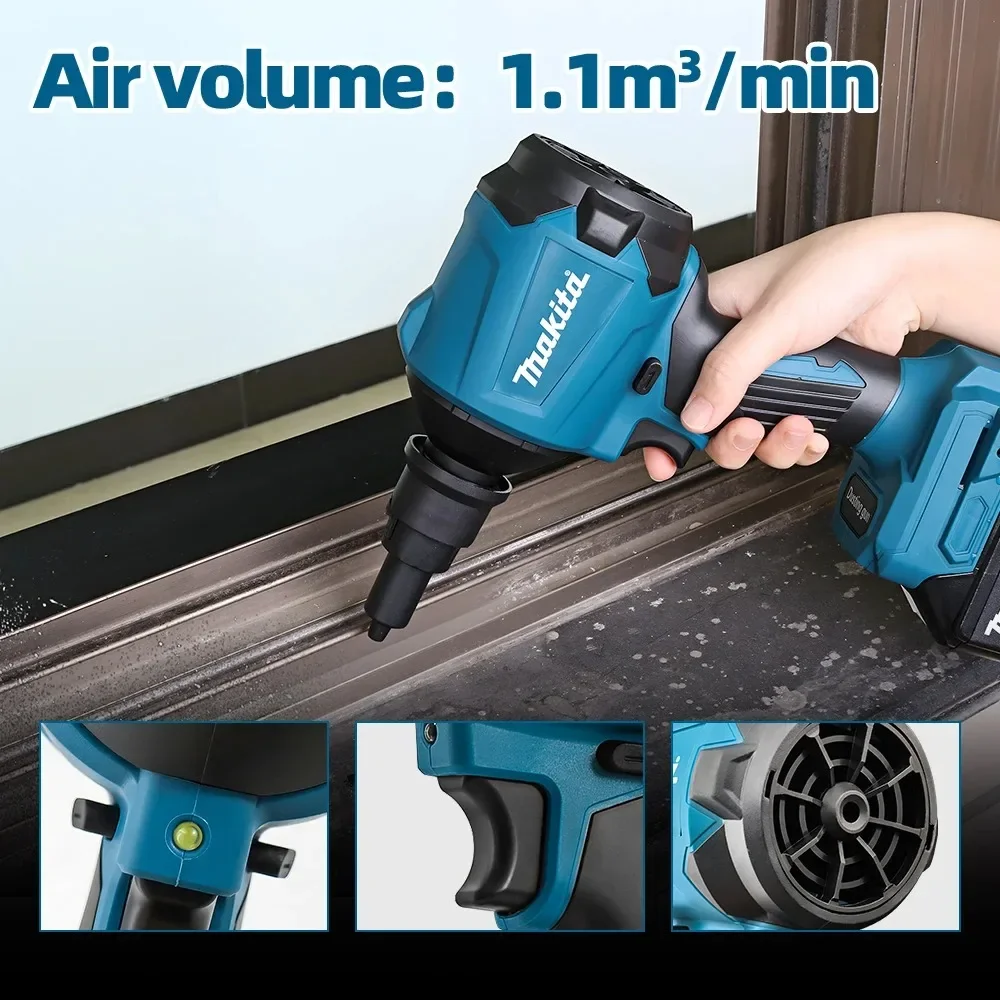 Makita DAS180 18V LXT Brushless Dust Blower With Matching Nozzle For Carpentry Wood Workshop Debris Clearing Bare Tool