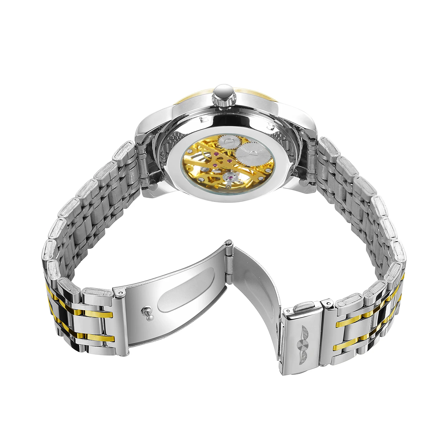 2026 WINNER Roman scale Skeleton Mechanical Wristwatch Retro Luminous Hands Luxury Brand Gold Cool Men Watches Stainless Steel