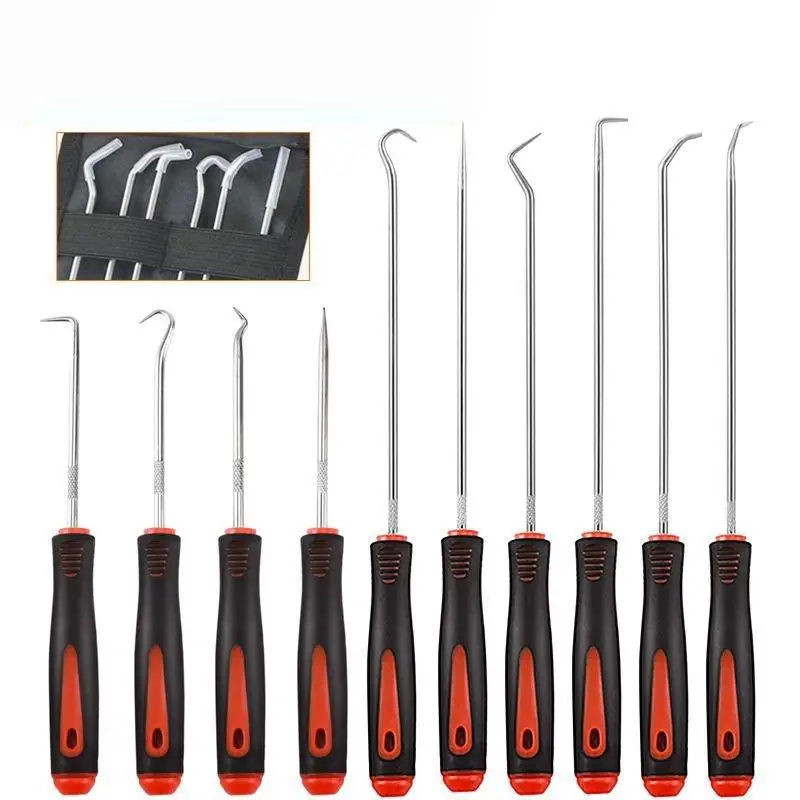 10Pcs Heavy Duty Automotive Maintenance Seal Hooks Car Vehicle Oil Seal Screwdrivers Set For O-Ring Gasket Clips Rings Removal