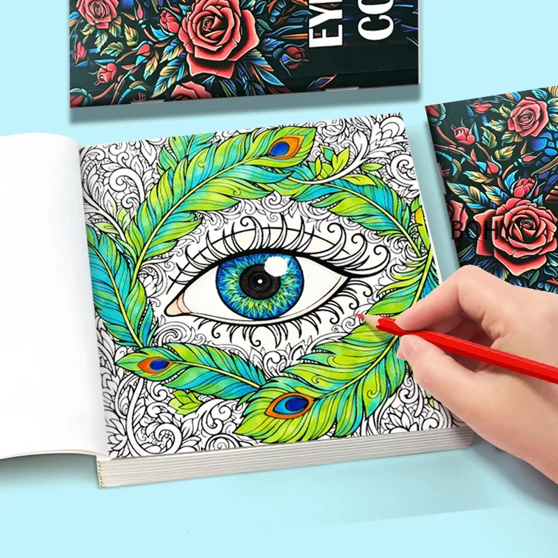 1 Adult Decompression Coloring Album, Include Magic Eyes/mandala/roses/butterflies/peacock Feathers and Other Themes, 24 Pages