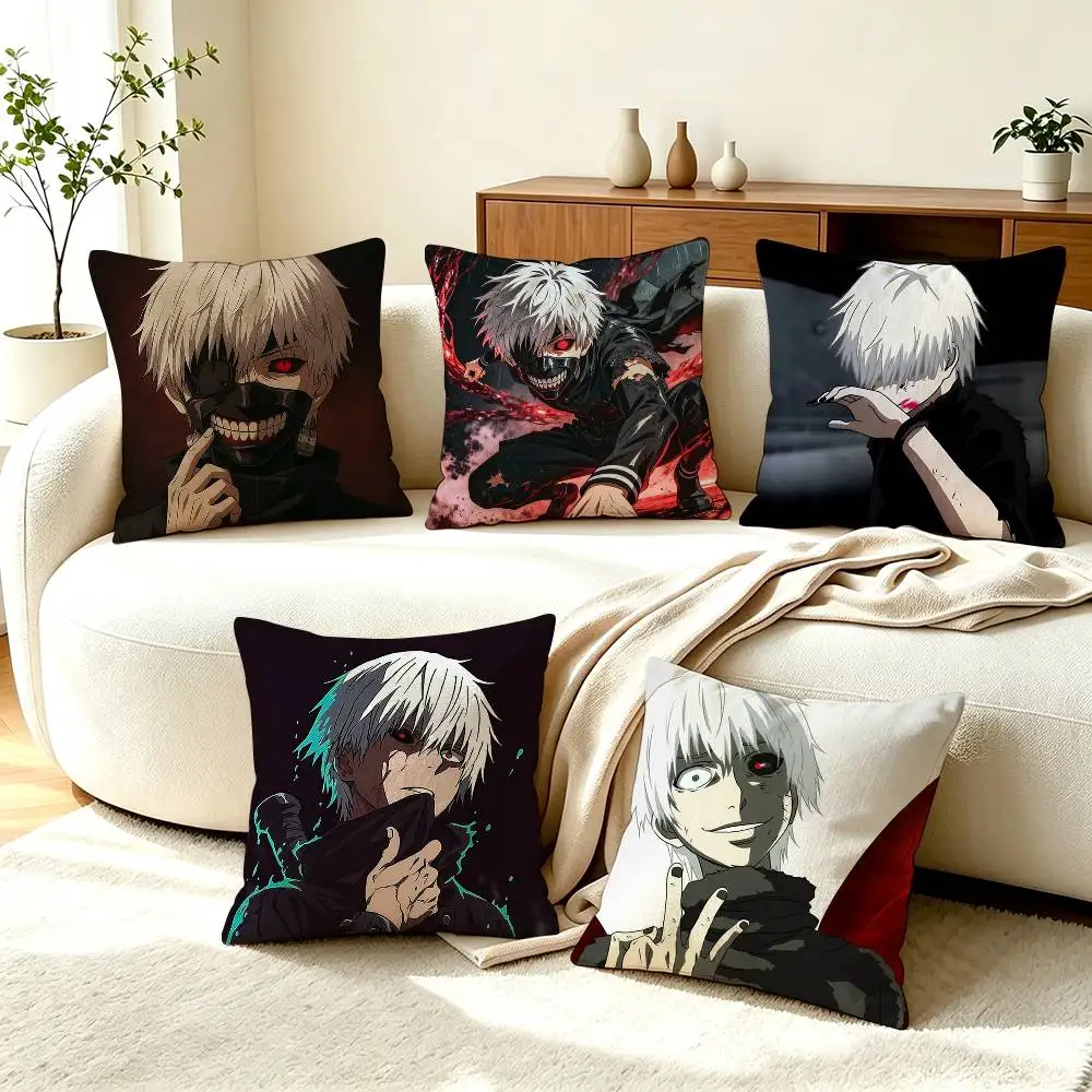 K-Ken K-Kaneki Tokyo Ghoul  Pillow Case Square Double-Sided Sofa Cushion Cover Bedroom Bedside Pillow