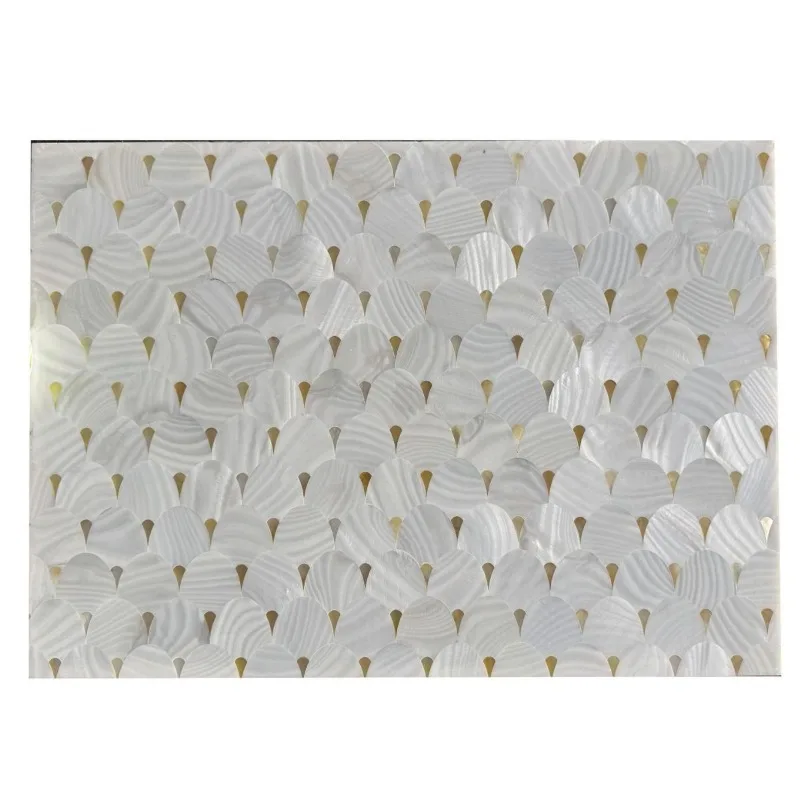 Golden natural shell mosaic tile bathroom entrance living room