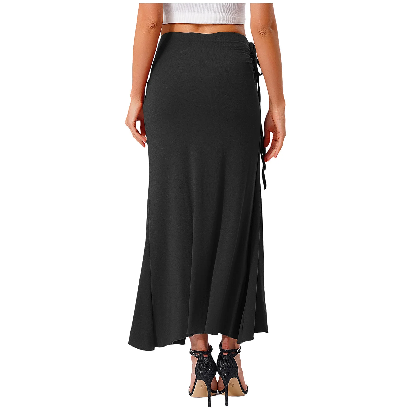 النساء الرقص الشرقي تنانير طويلة فئة الرقص أزياء مسرحية لينة الجانب الرباط وشق السراويل السلامة Ruched Bodycon التنانير