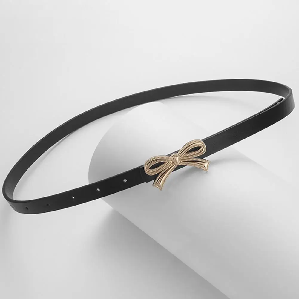 

Versatile Women Belt Stylish Women's Faux Leather Waistband with Bowknot Decoration Adjustable Length Dress Shirt Belt Chic