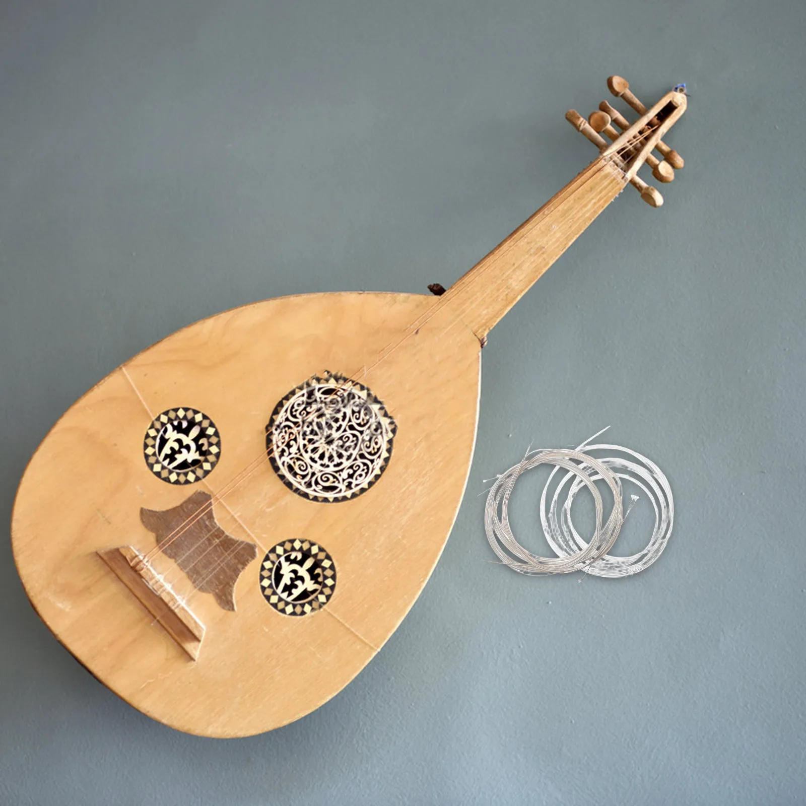 1 conjunto de cordas oud banhadas a prata, liga de cobre, substituição de longa duração, cordas de nylon para acessórios de instrumento musical oud