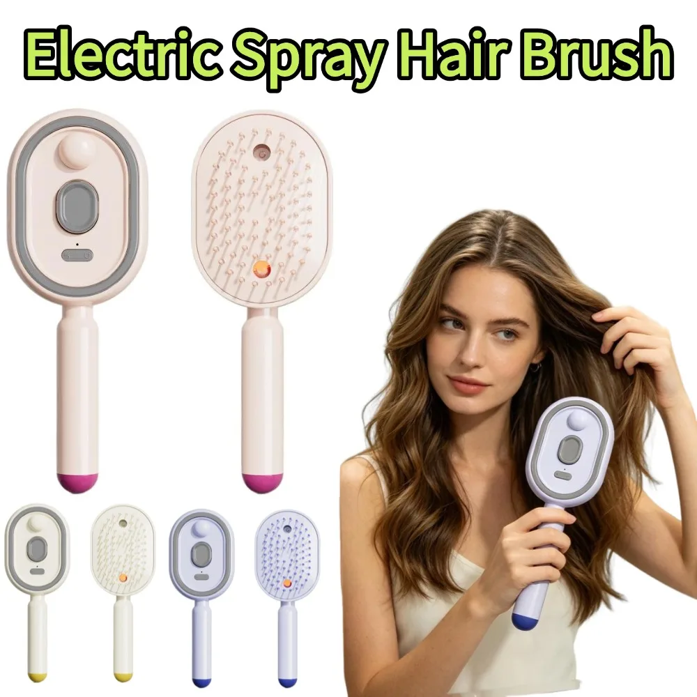Electric Misting Spray Hair Brush 3 In 1 Steam Air Cushions Massage Comb Anti Static Detangling Hairbrushes Styling Accessory