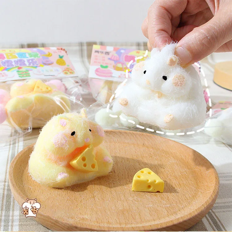 1/2/3pcs White Yellow Hamster Squish Fidget Toy, Stress Relief Sensory Toy, Christmas Halloween Present, Random Color