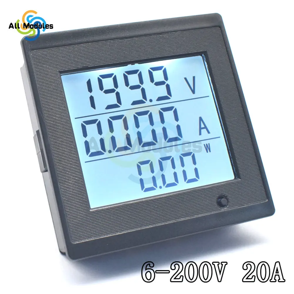 DC6V-200V 20A Display digitale LCD misuratore di corrente di tensione cc 20A consumo energetico impedenza misuratore multifunzione strumenti Tester