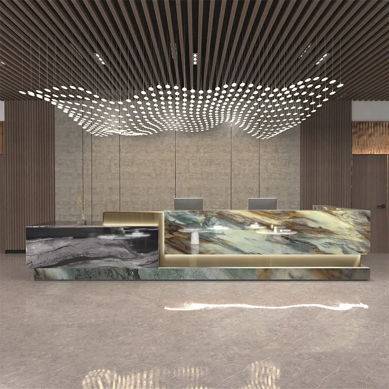 

Floor Elegant Reception Desk Luxury Display Organizer Office Reception Desk Corner Salon Empfangstheke Furniture Accessories