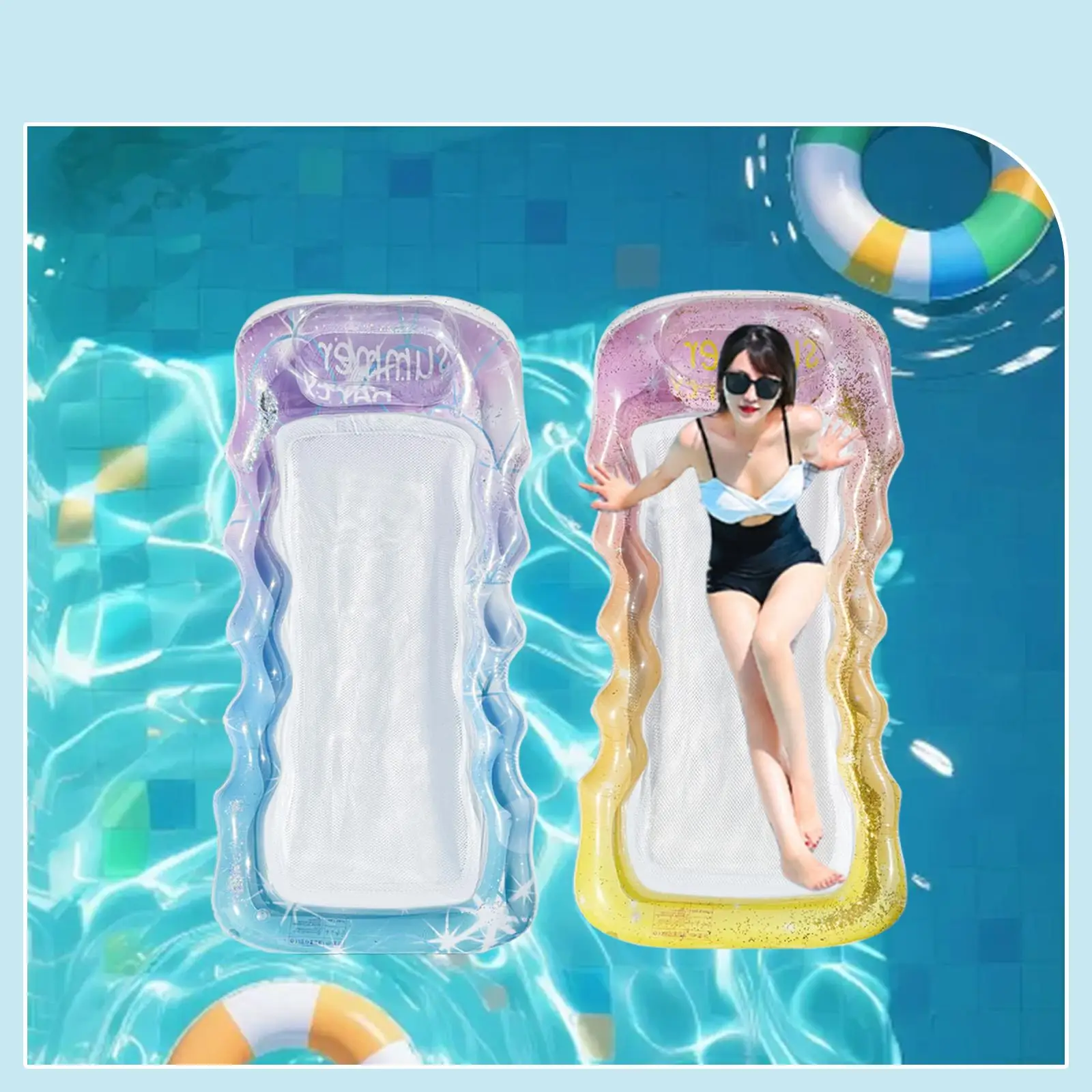 

Inflatable Pool Float Lounger Portable Water Floaty Pool Raft Floaties for Outdoor Party Toys Summertime Lake Swimming Pools