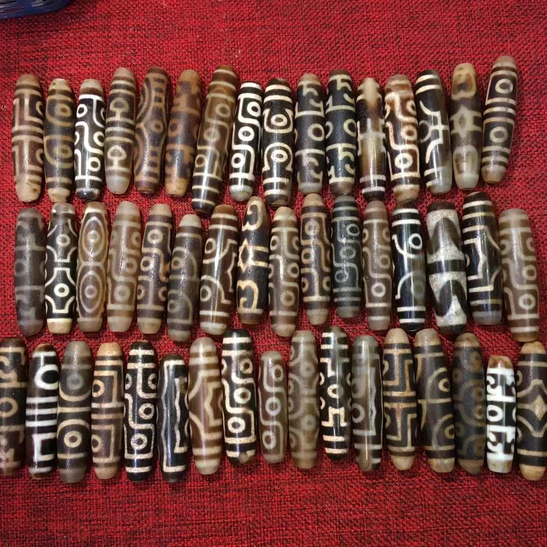 

YD15 50pcs/lots Fine Natural Old Agate Stone 13*57mm Long Differnet Patterns Tibetan Dzi Beads for Necklace items with free shi