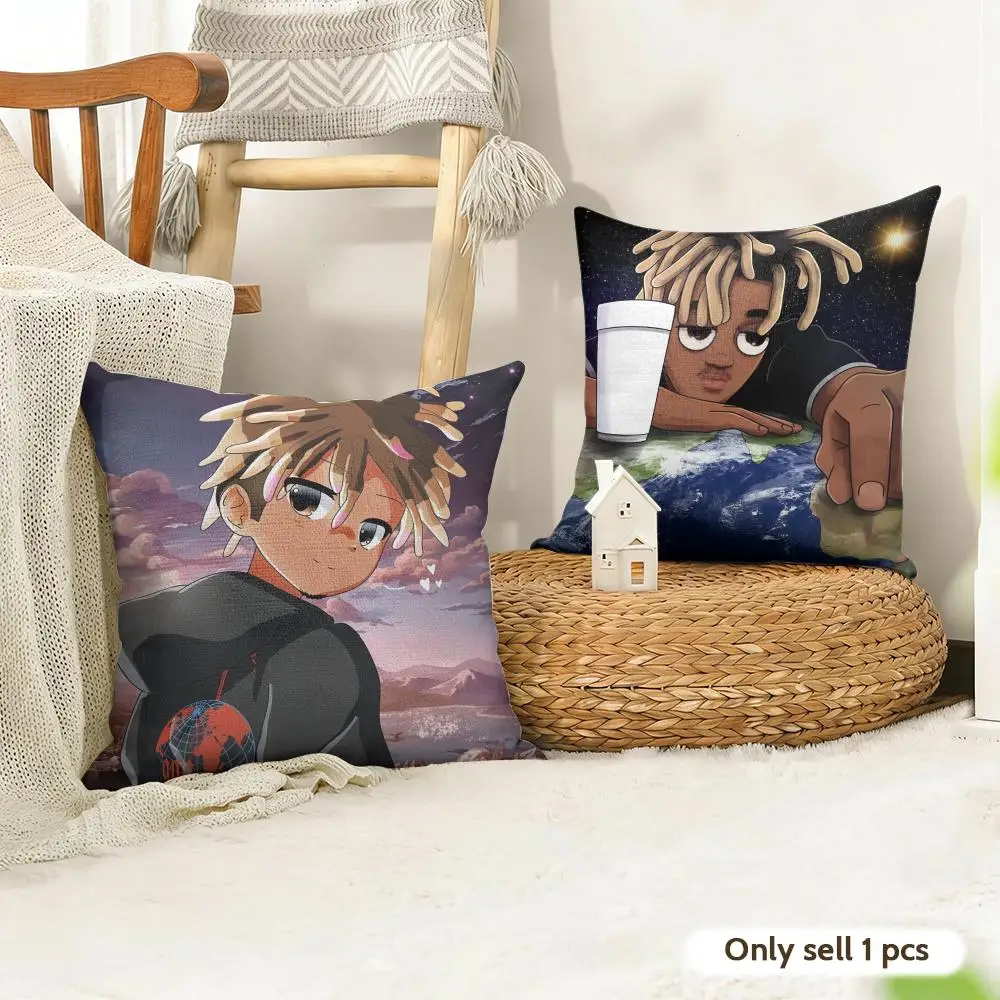 J-Juice WRLD Cushion Cover Natural Linen Double Sided Print  Throw Pillow Case for Sofa Couch Home Decor