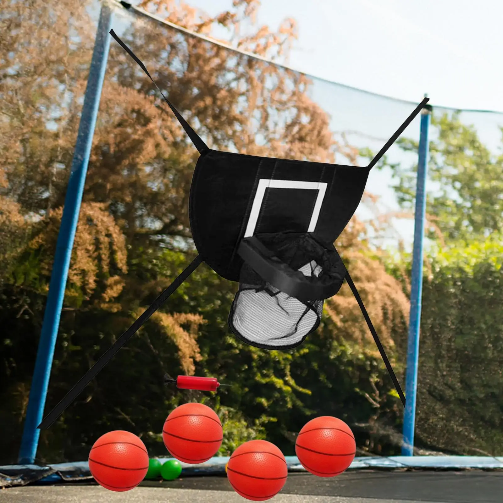 

Trampoline Basketball Hoop with 3 Mini Basketball and 1 Pump Easy to Install