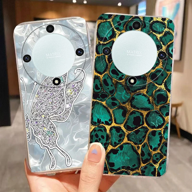 Leopard Print Flowers Hearts Love Phone Cases For Honor X9a X9b X30 50 Magic4 Magic5 Magic6 Lite 5G Huawei Mate 20 Clear Cover