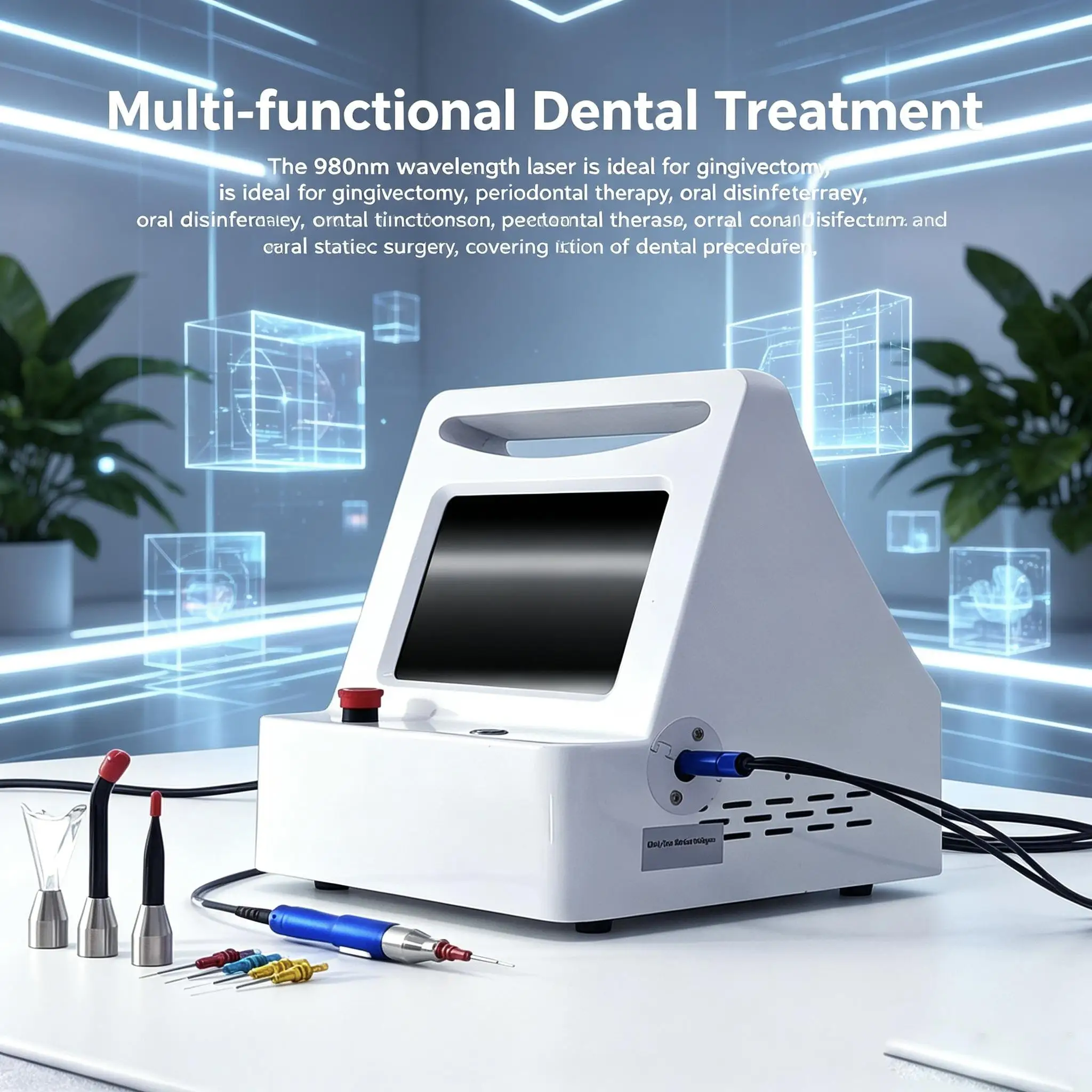 980nm Diode Dental Laser System Portable Soft Tissue Laser Machine Periodontal Therapy Gingivectomy Oral Treatment Equipment