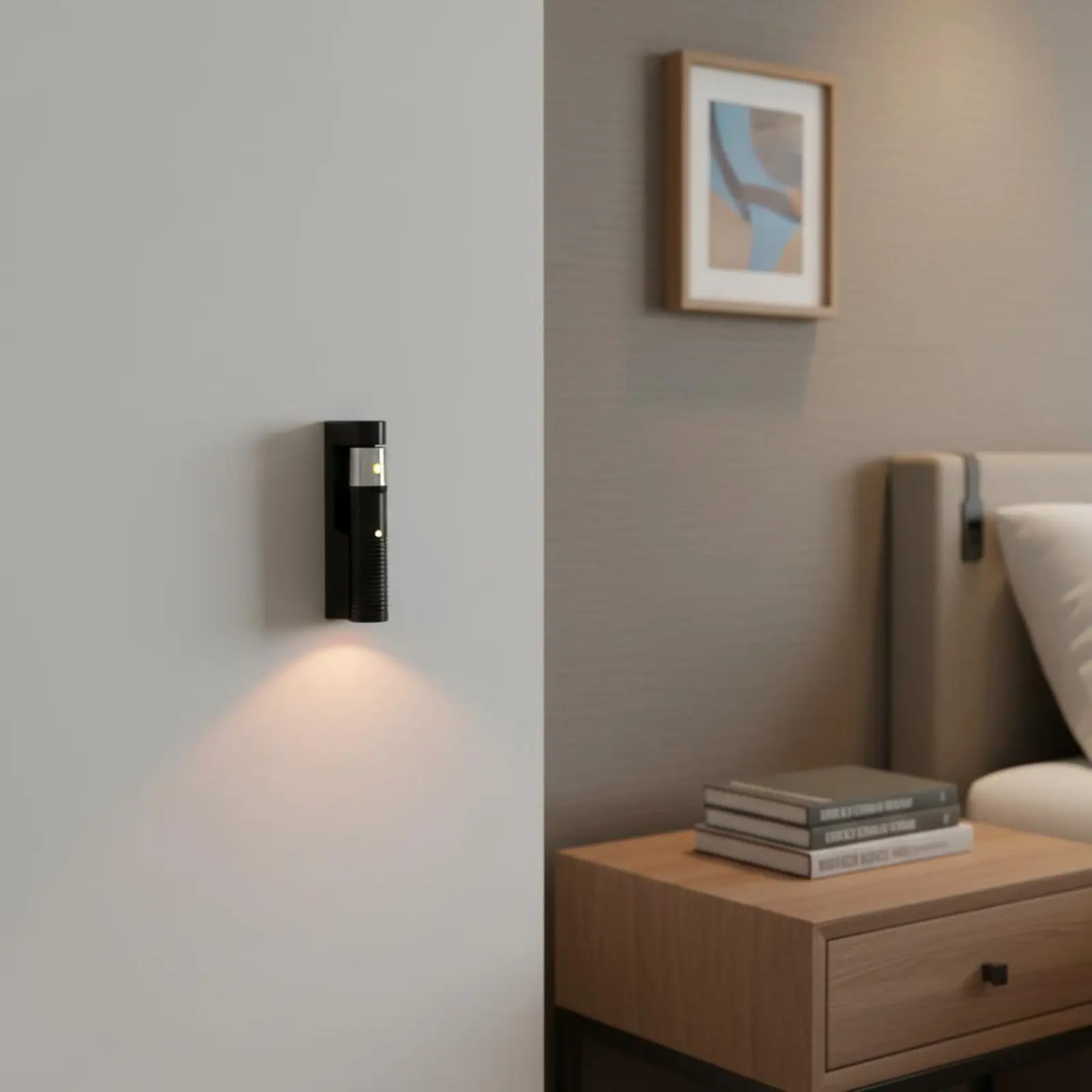 

Wall Mounted Flashlight Small and Portable Light Source Flashlight with Holder Battery Powered Emergency Lamp Focused Glare