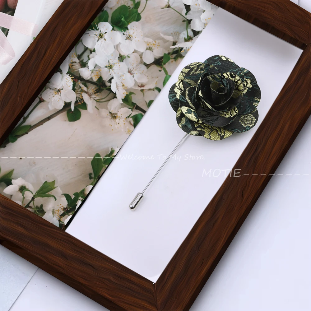 Men's Handmade Brooch Fabric Flower Plants Brooch Pin Suit Shirt Corsage Collar Lapel Pin Wedding Boutonniere Clothes Accessory