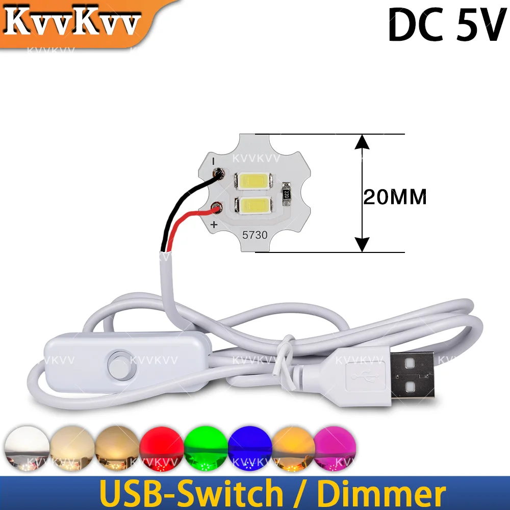 1Pcs DC 5V 3W USB LED Lights Connector Chip Single Color Reading Night Light Desk Book Tablet Lamp Switch Power Cable Dimmable