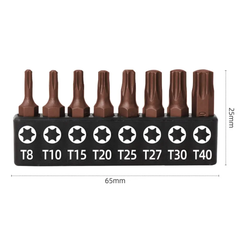 8Pcs S2 25mm Cross Hexagonal Torx with Ratchet Wrench Screwdriver Bit Set