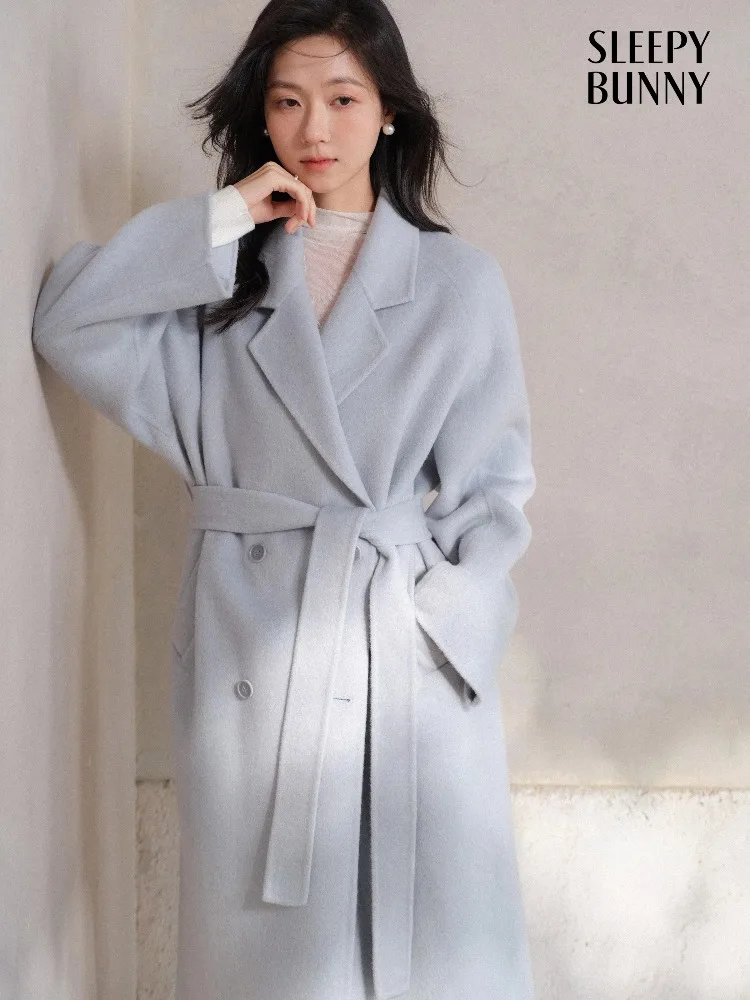 

Элегантное длинное пальто из кашемировой шерсти, женское двустороннее пальто на заказ, теплая зимняя верхняя одежда с лацканами, изысканный минималистичный силуэт