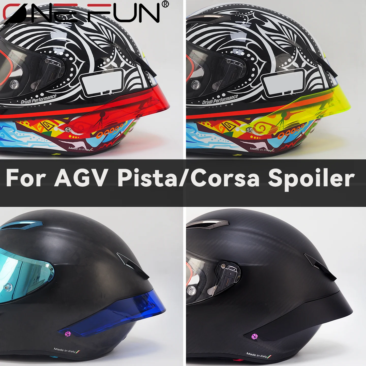tail Wing Helmet for AGV PISTA GP R/RR CORSA/R Helmet Rear Wing Round style Ducktail Spoiler Motorcycle Modification Kit