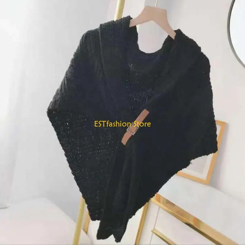 Y5GC Triangular Shawl Scarf Unique Leather Buckle Shawl Wraps For Women Scarf Shawl Buckle Triangular Shawl Wraps