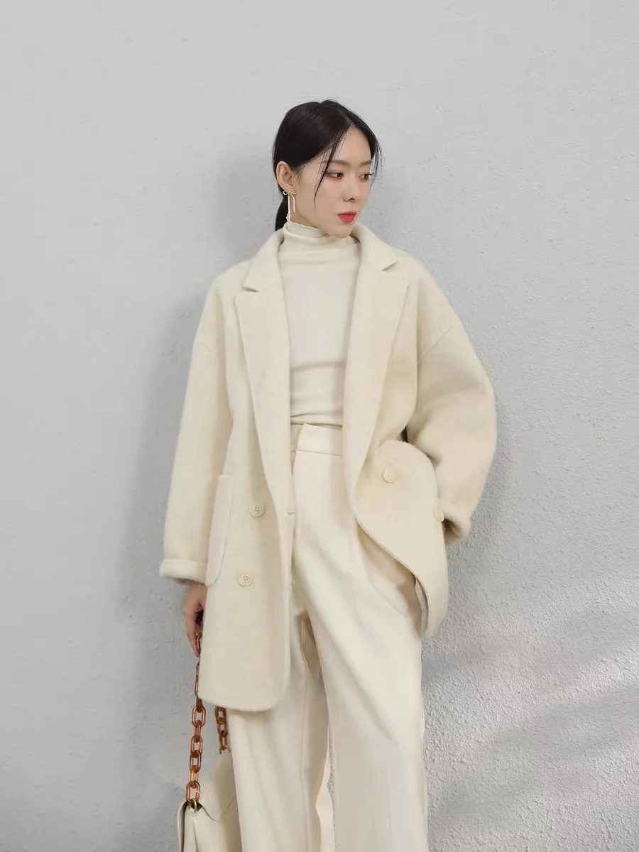 

Двустороннее пальто Camere ort, женское свободное шерстяное пальто, куртка, осень-зима, Новое поступление, Ele Commute Sle