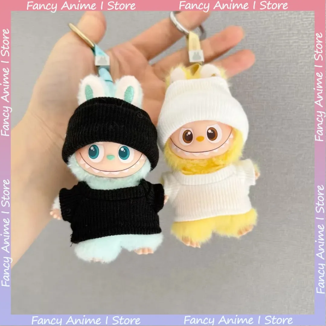 Voor 10 cm Mini Labubu 4.0 Pluche Poppenkleertjes Outfit met Hoeden en Kleding Poppen Accessoires Leuke Decoratie Verschillende Kleuropties