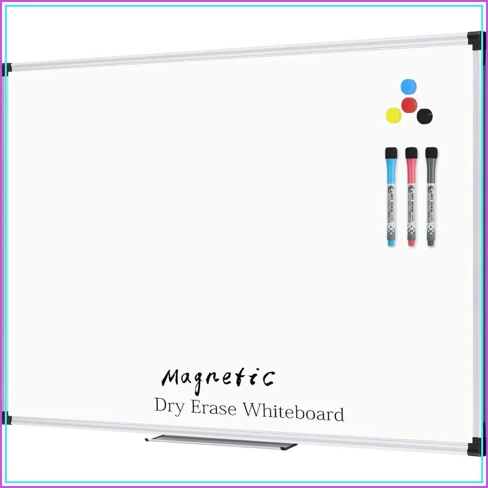 48x36 Inch Magnetic Dry Erase Whiteboard with Marker Tray, Silver Aluminum Frame for Office, Home, Classroom
