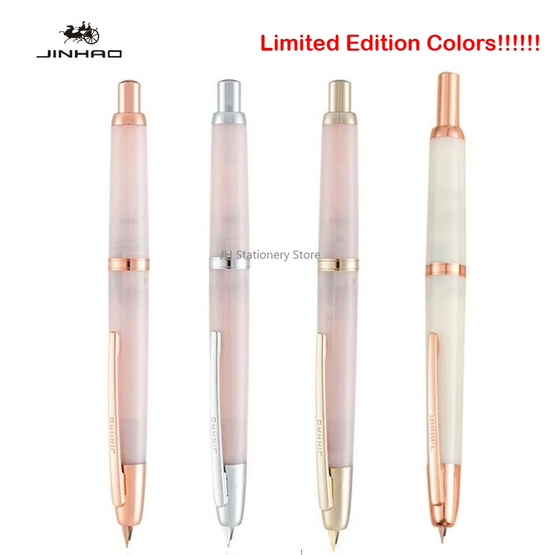 

Limited Color! JINHAO 20 Pink Gold Clip Resin Press Fountain Pen EF F Ink Pen With Converter PK 10 A1 Stationery School Supplies