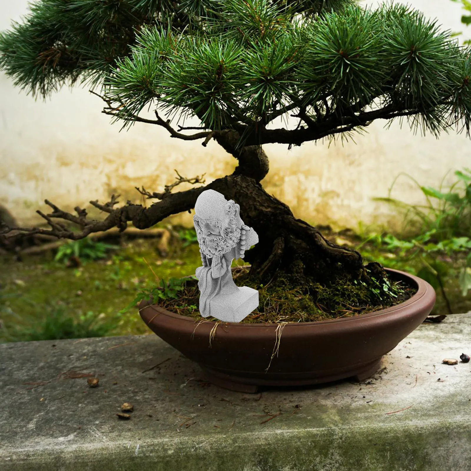 

Small Stone Buddha Statue Crafts Garden Decor Outdoor Tabletop Zen Sculpture Bonsai Flower Pot Miniature Landscape Ornament