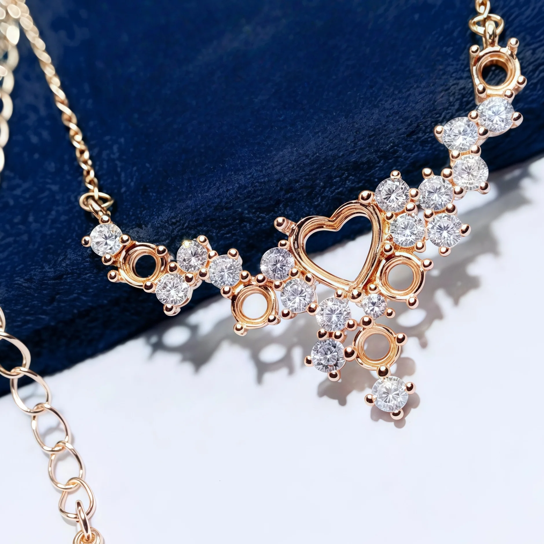 موضة عقد دي اي واي حامل فارغ S925 فضة إعداد 6 مللي متر على شكل قلب حجر غرامة الزركون حفلات الزفاف مجوهرات للمرأة #3