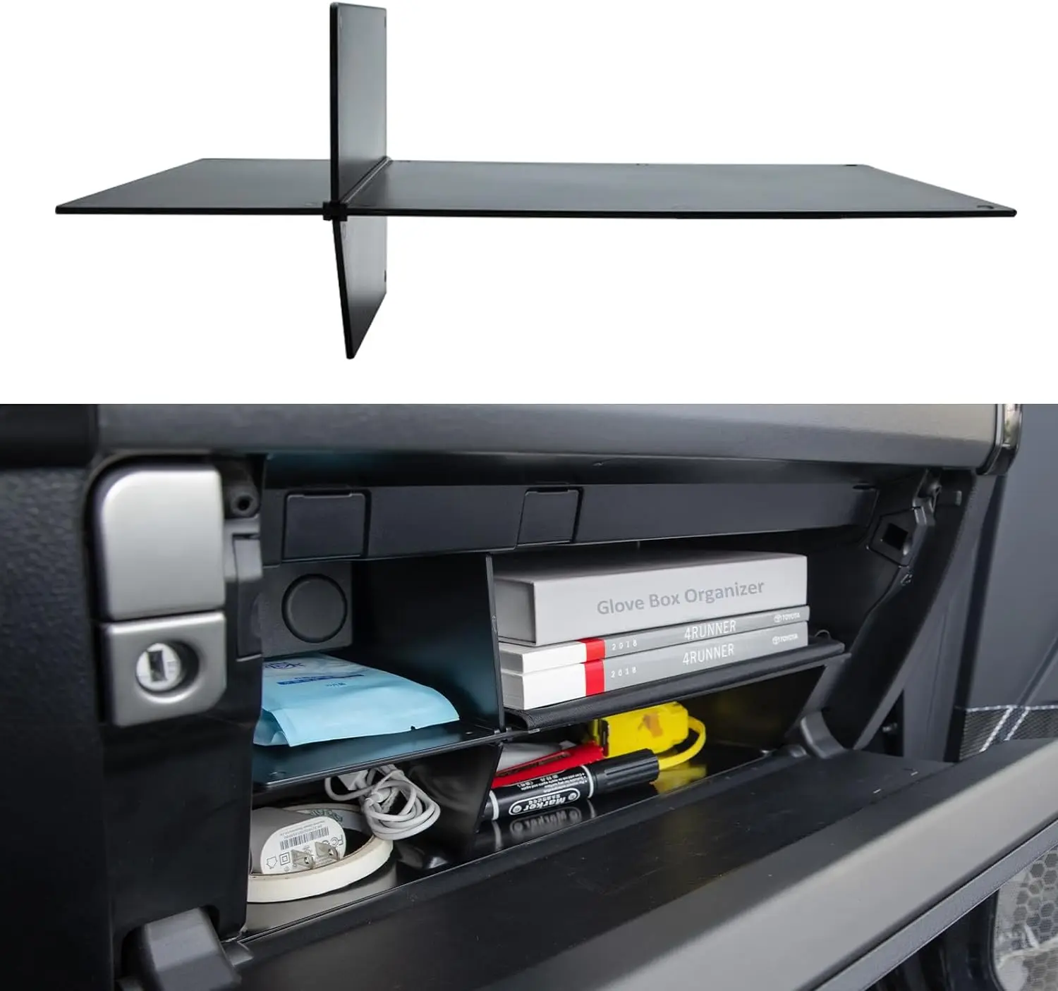 Akcesoria Schowek na rękawiczki do Toyota 4Runner Organizer i Lexus GX 460, wkładka ABS Black Materials 4-Runner Compartment Tray