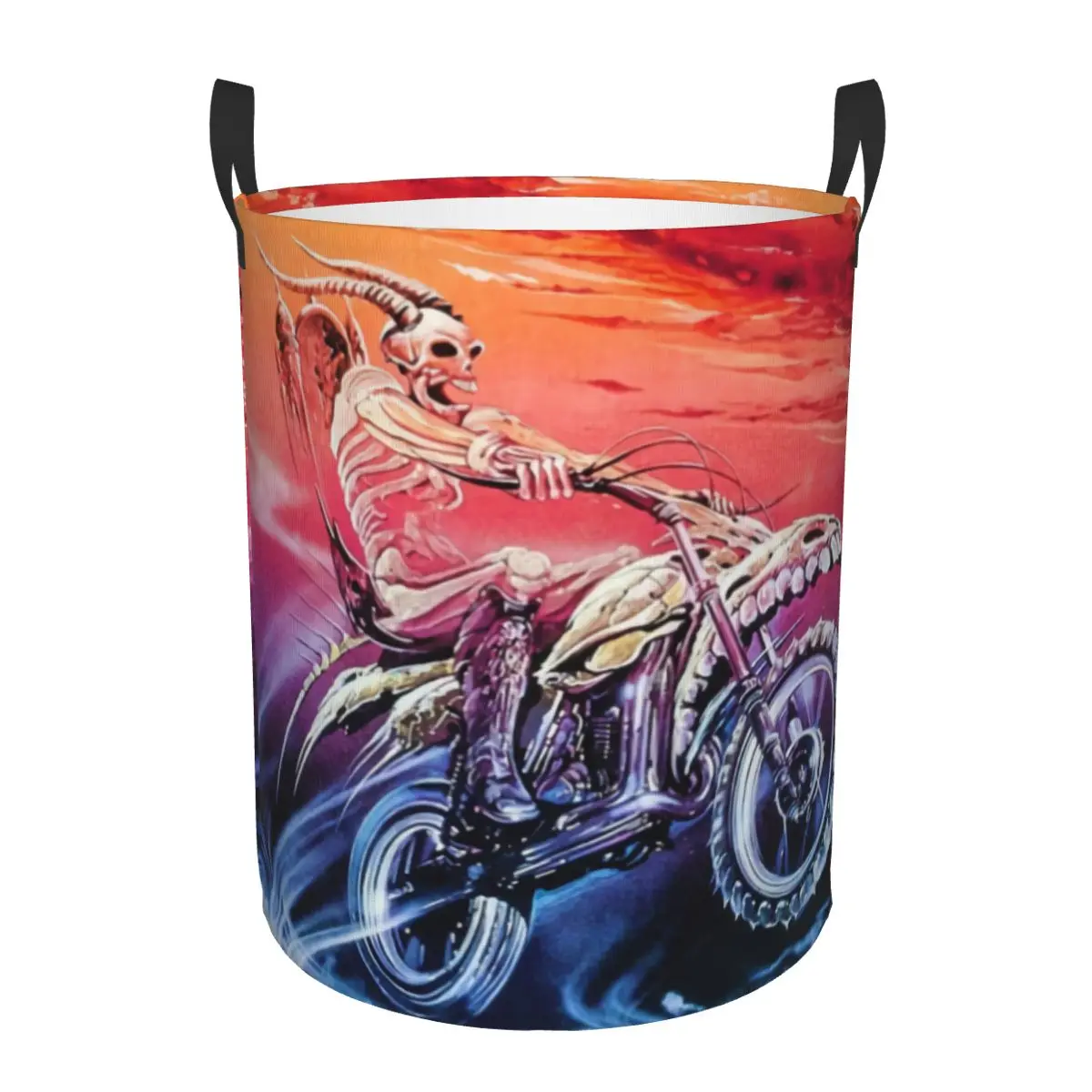 Custom Vintage Skull MTB Bicycle Rider Laundry Hamper Large Storage Basket Mountain Bike Girls Boys Toy Organizer