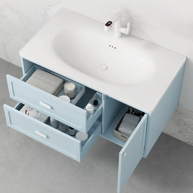 Haze blue 50cm zintegrowana umywalka ceramiczna dotykowa umywalka wisząca kombinacja szafek łazienkowych K76