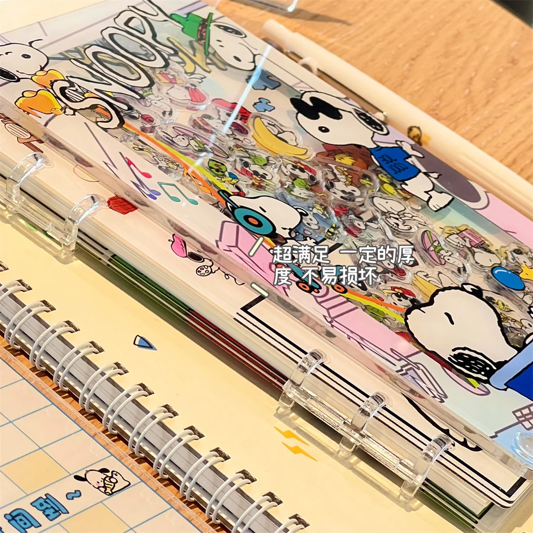 New SNOOPY Shake Acrylic A5 Notebook Detachable Cartoon Interest Diy Notepad Surprise Friend Gift Student Stationery Wholesale