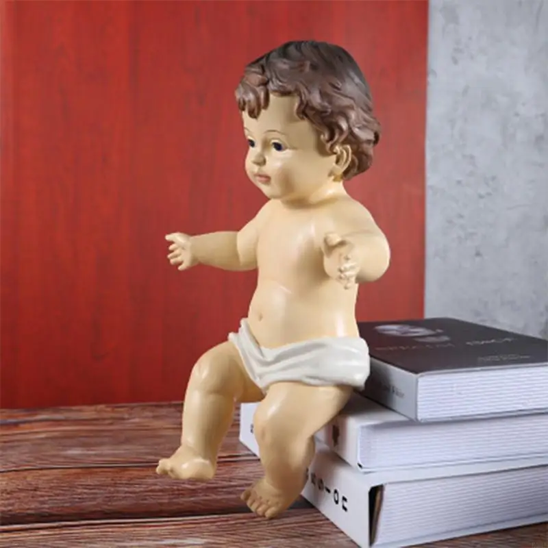 KX4B Resin Religious Nativity Figurine Little Baby Jesus Statue Ornament Christ Craft Home Decoration Gifts