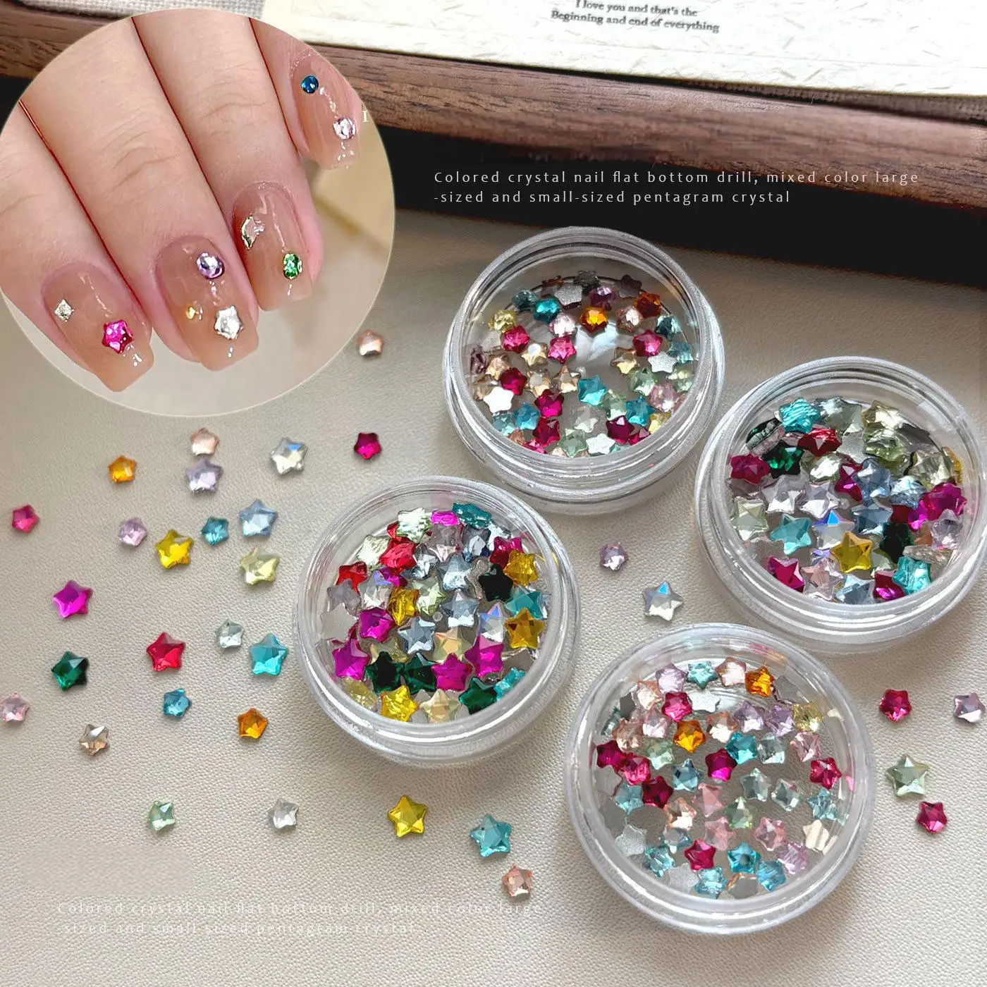 50 Stück gemischte bunte Stern-Nagelsteine, kleine Aurora-Sternsteine, luxuriöse, glänzende Nageldekoration, Diamanten für Party-Bling-Nägel