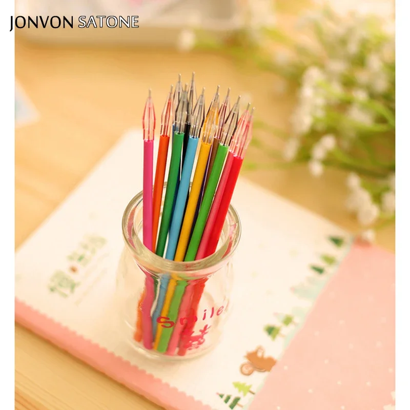 Jonvon Satone 12 Colors/lot Color Pen Korean Creative Stationery Core Drilling Stone Color Neutral Pen 0.38 Mm Office Stationery