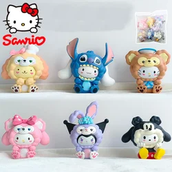 Hello Kitty Cross Dress Sanrio 5Cm Figure My Melody Anime Kawaii Melody Kuromi Action Collection Pvc Materials Gifts Children