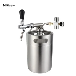 5L Beer Dispenser Kit,Stainless Steel Beer Keg &0-60Psi Co2 Charger & Adjustable Beer Tap,Beer Growler Set Best For Home Brew