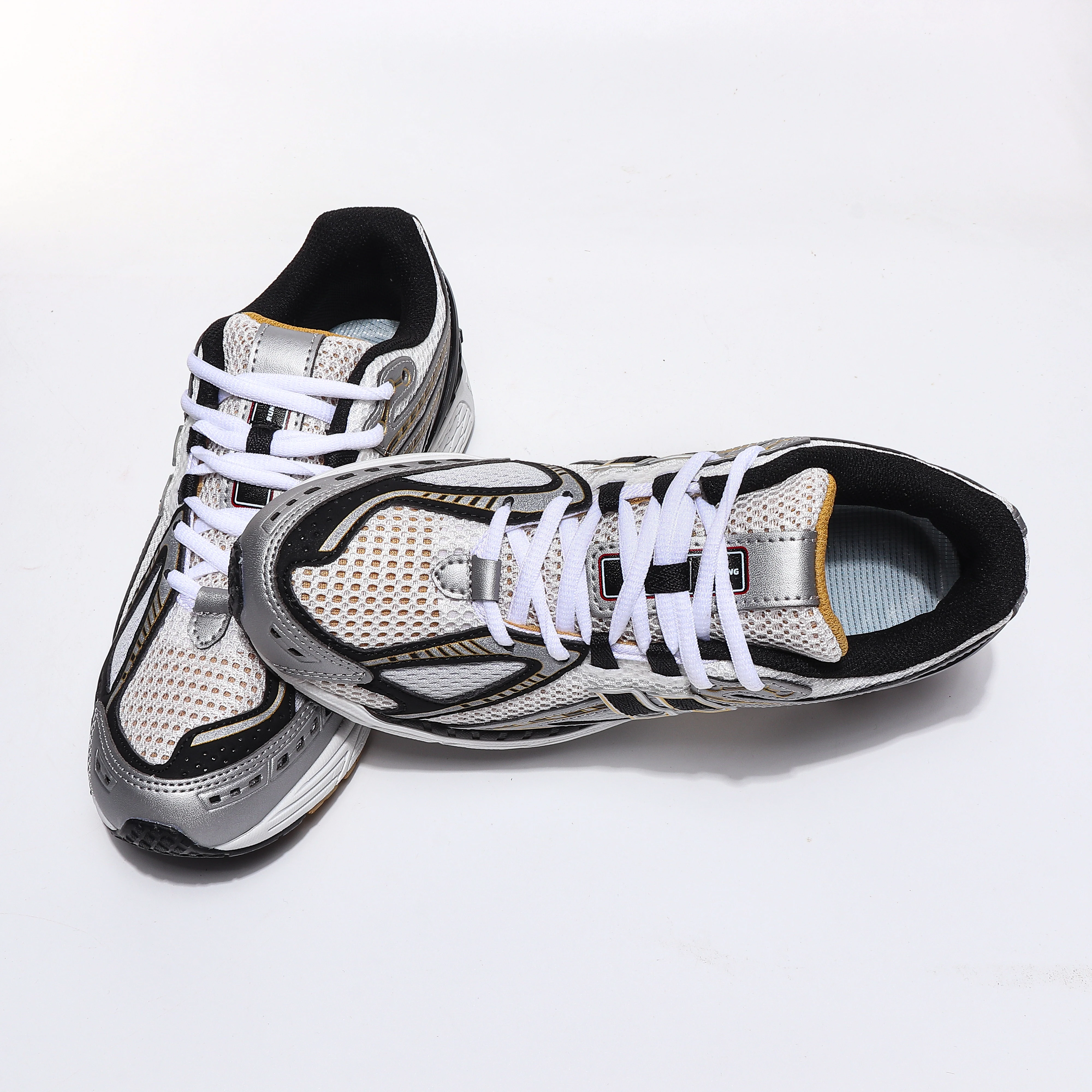 أحذية 1906 للجنسين ذات نعل سميك فضي وأبيض وأصفر: أحذية كاجوال للزوجين للخريف، أحذية رياضية للجري لزيادة الارتفاع #4