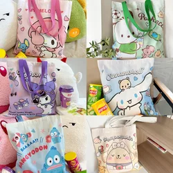 Płócienna torba Kawaii Sanrio Kuromi Hello kitty Cinnamoroll damska torba na ramię na co dzień duża pojemność