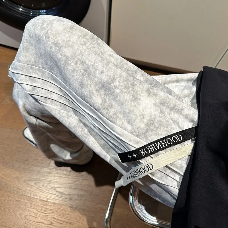 

Loose Wide Leg Men's Casual Pants Dyed Rope Waist American Sle Spor Autumn Winter plus Size Straight Cut Trousers