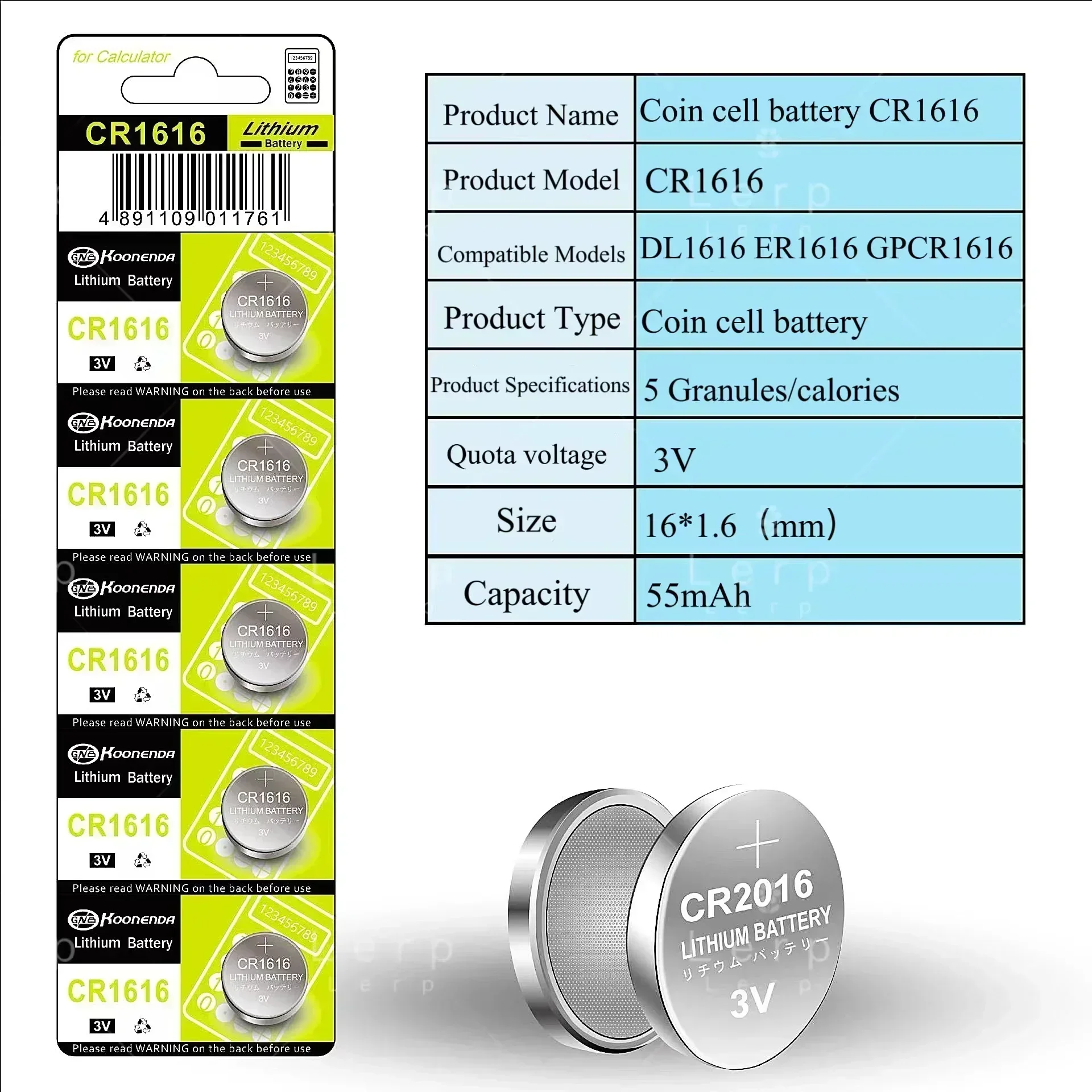 Batteria CR1616 Batteria a bottone CR1616 3V 1616 Batteria elettronica a bottone 1616